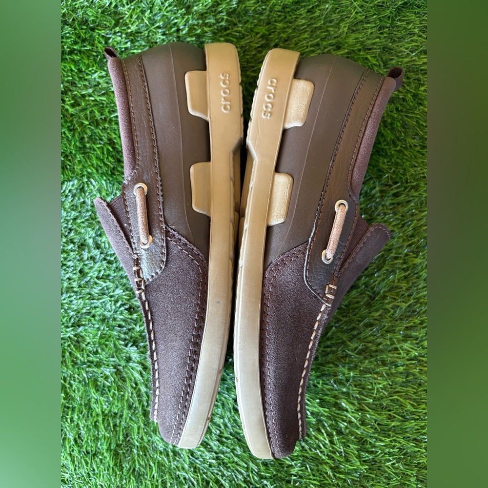 CROCS Men’s Santa Cruz Casual Loafer Shoe-Size: 9-Color: Brown/Tan-Preowned, VGC - Picture 8 of 10